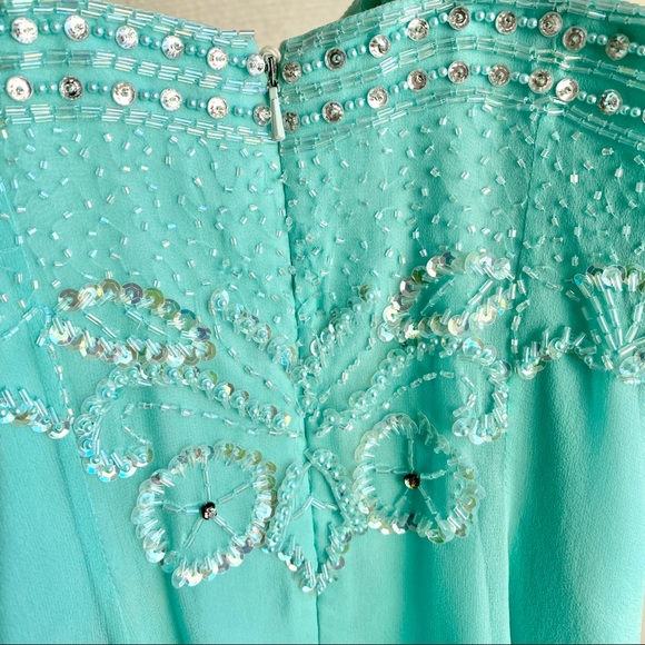 Alyce Paris S/M Silk Chiffon Formal Dress Mint - Picture 7 of 8